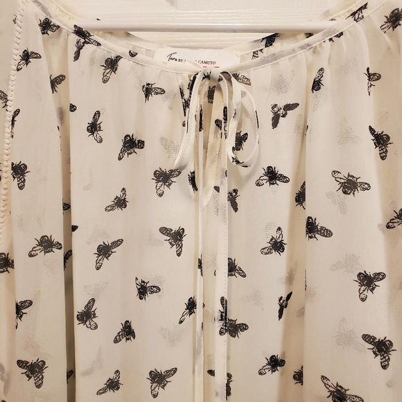 Tera by Vince Camuto Black and Cream Bee Blouse Size Small - Picture 9 of 11